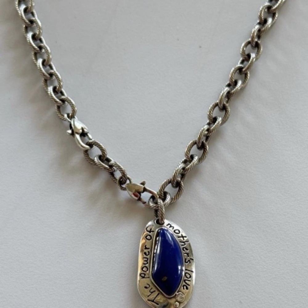Brighton Mothers Love Silver Necklace with Blue Pendant